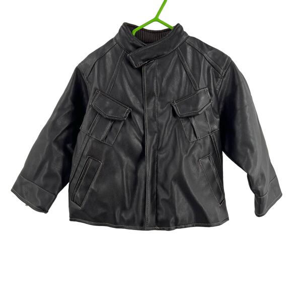 Kenneth Cole Reaction Brown Faux Leather Flight Jacket‎ Size 3T - Picture 1 of 4